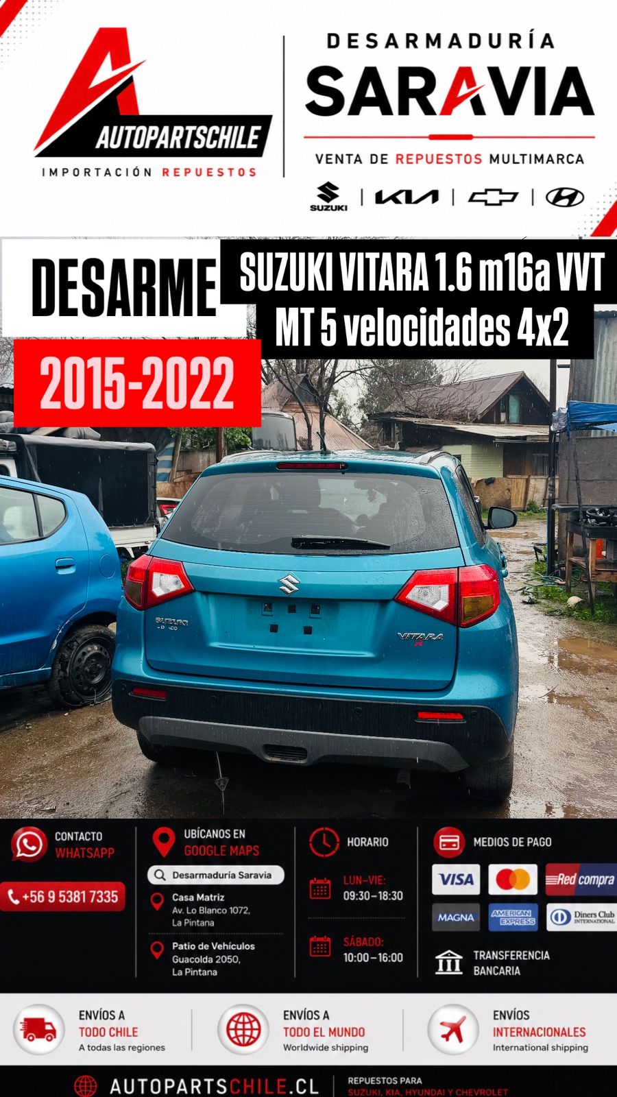 Suzuki Vitara 1.6 azul, vista trasera