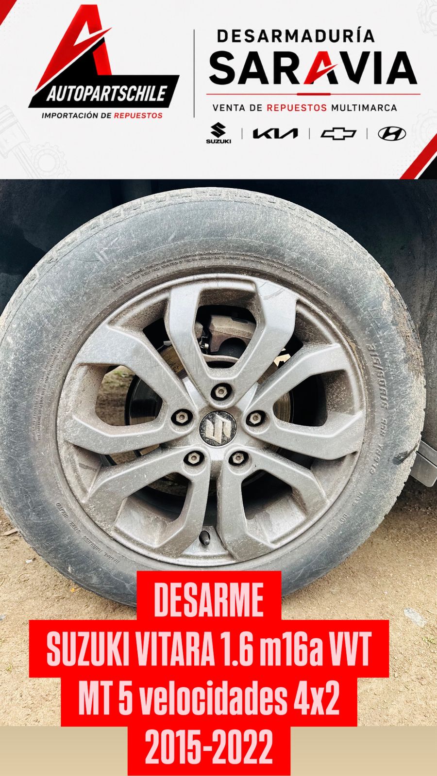 Suzuki Vitara 1.6 azul, llanta y aro