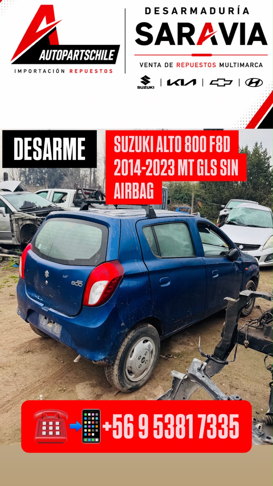 Suzuki Alto 800 F8D azul interior en desarme