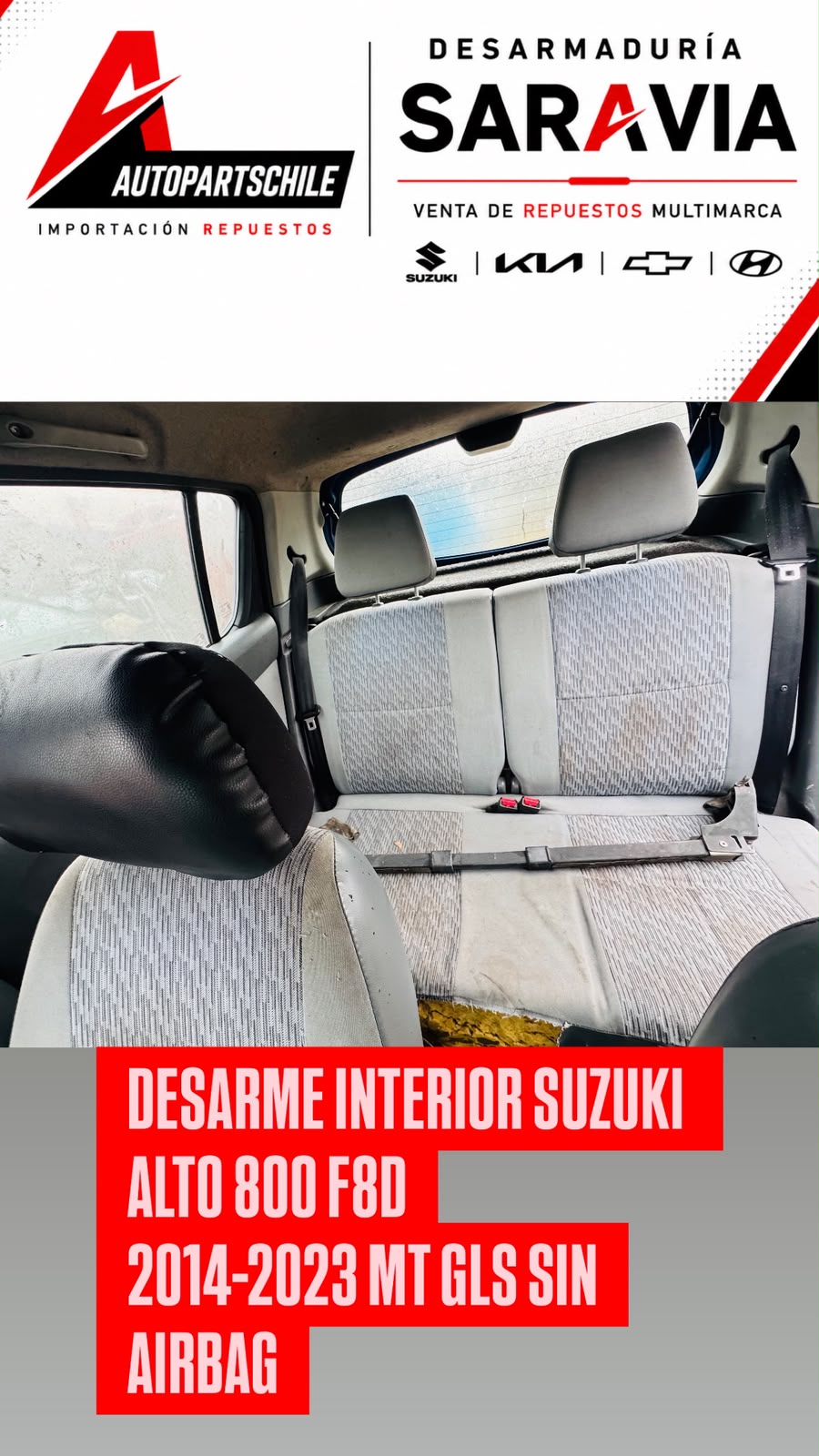 Suzuki Alto 800 F8D azul detalle en desarme