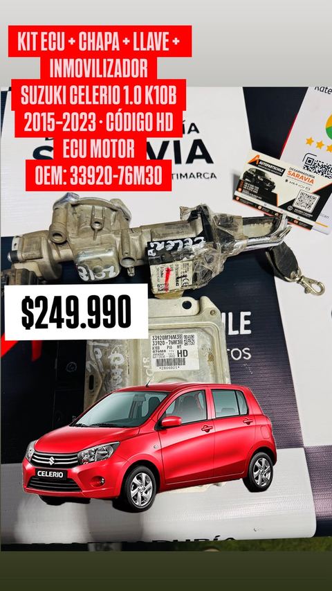 Kit ECU + chapa de contacto + llave - código HD Suzuki Celerio 1.0 K10B 2015-2023