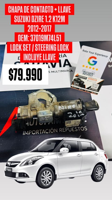Chapa de contacto con llave Suzuki Swift Dzire 2013