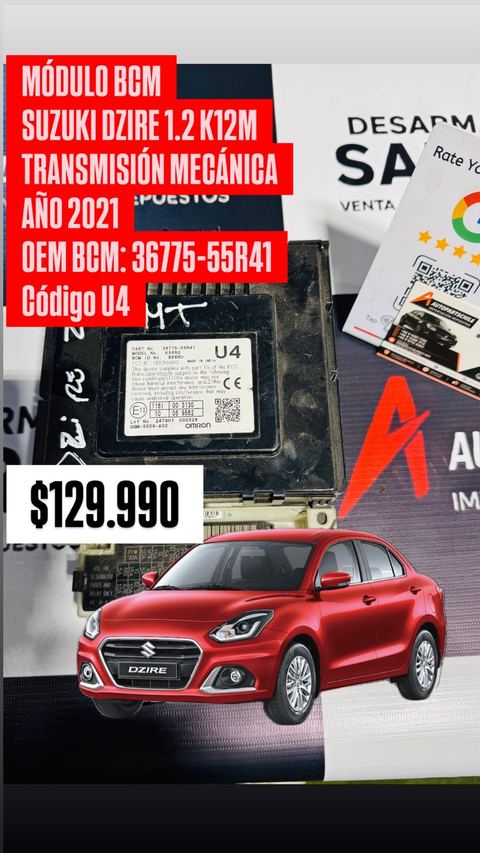 BCM (módulo de carrocería) - código U4 — Suzuki Dzire 1.2 K12M MT 2021
