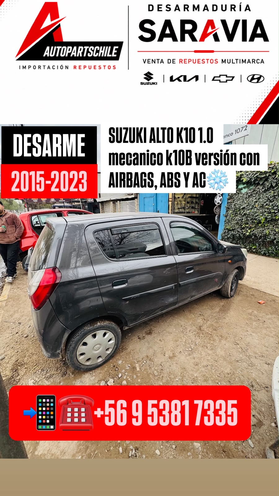 Suzuki Alto K10 2020 gris detalle en desarme