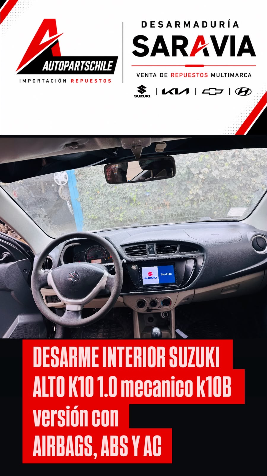Suzuki Alto K10 2020 gris detalle en desarme