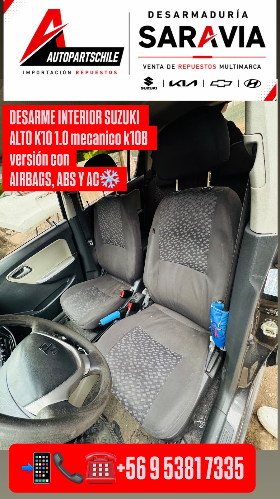 Suzuki Alto K10 2020 gris detalle en desarme