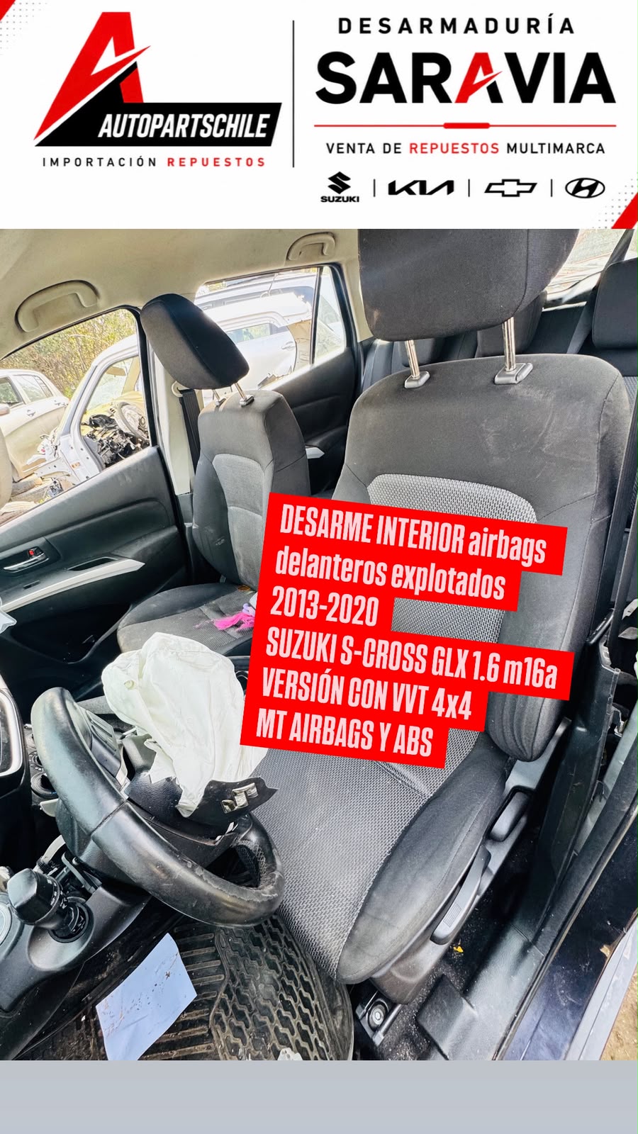Suzuki S-Cross GLX 1.6 interior asientos en desarme