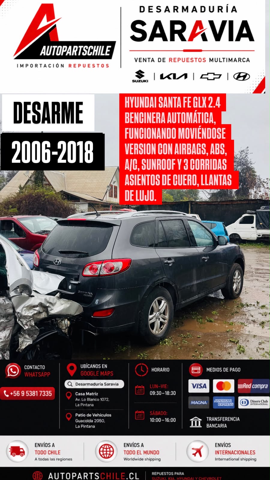 Hyundai Santa Fe GLX 2.4 detalle en desarme
