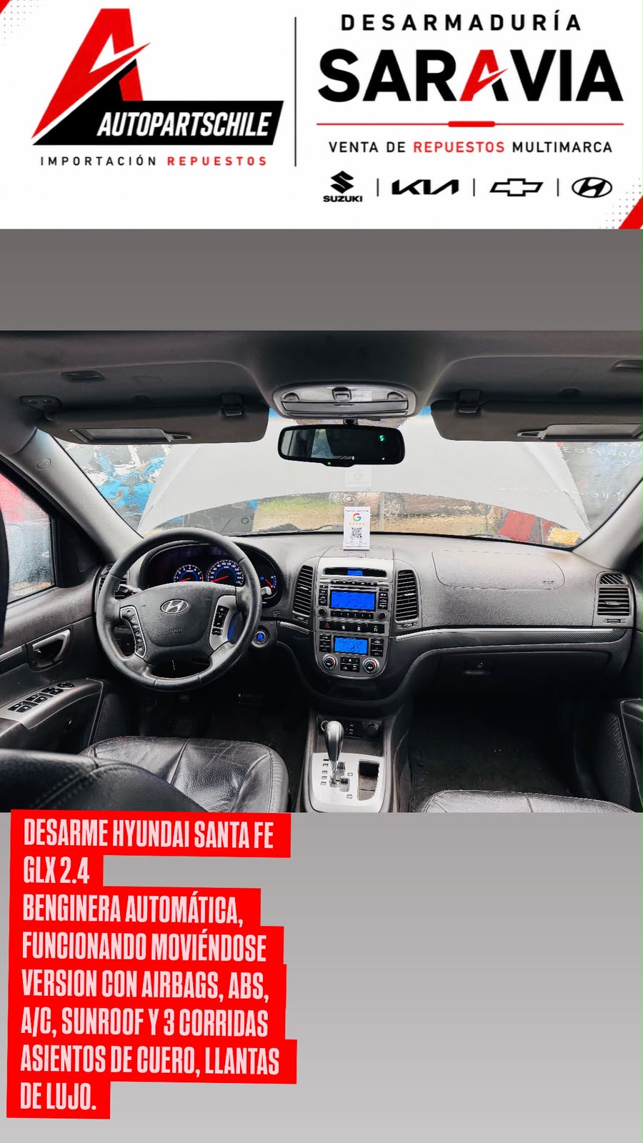 Hyundai Santa Fe GLX 2.4 detalle en desarme
