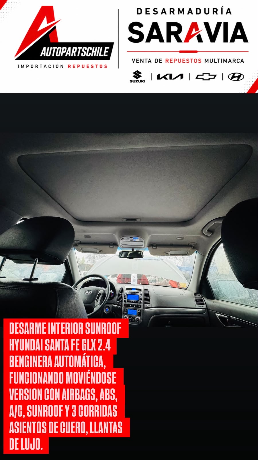 Hyundai Santa Fe GLX 2.4 interior en desarme