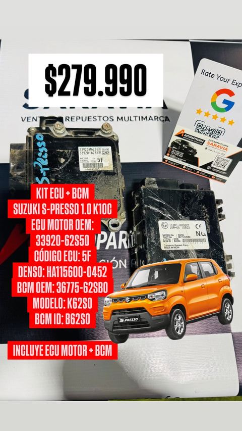 Kit ECU + BCM - código K10C Suzuki S-Presso 1.0 K10B 2020-2022