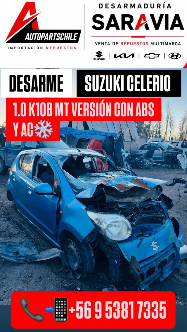 Suzuki Celerio azul 2008-2014 vista frontal en desarme