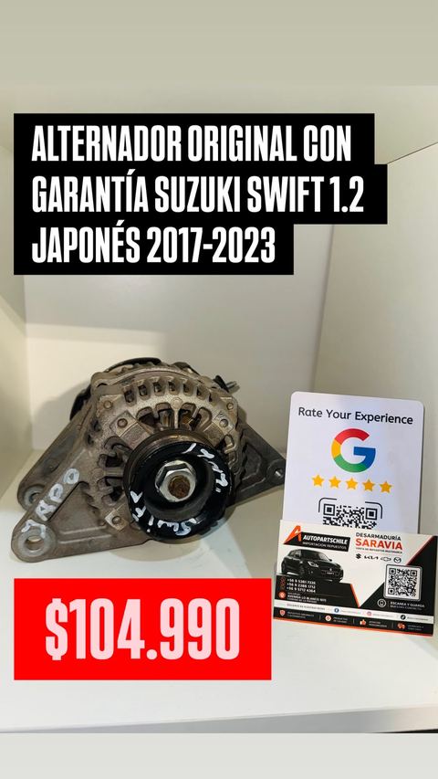 Alternador original con garantía — Suzuki Swift 1.2 japonés 2017-2023